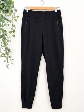 Hyba Black Joggers Women’s Large Stretch Athleisure Travel Pants Zip Pockets